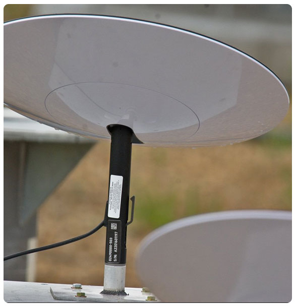 Mounted Starlink dish prepared for a managed remote-project installation